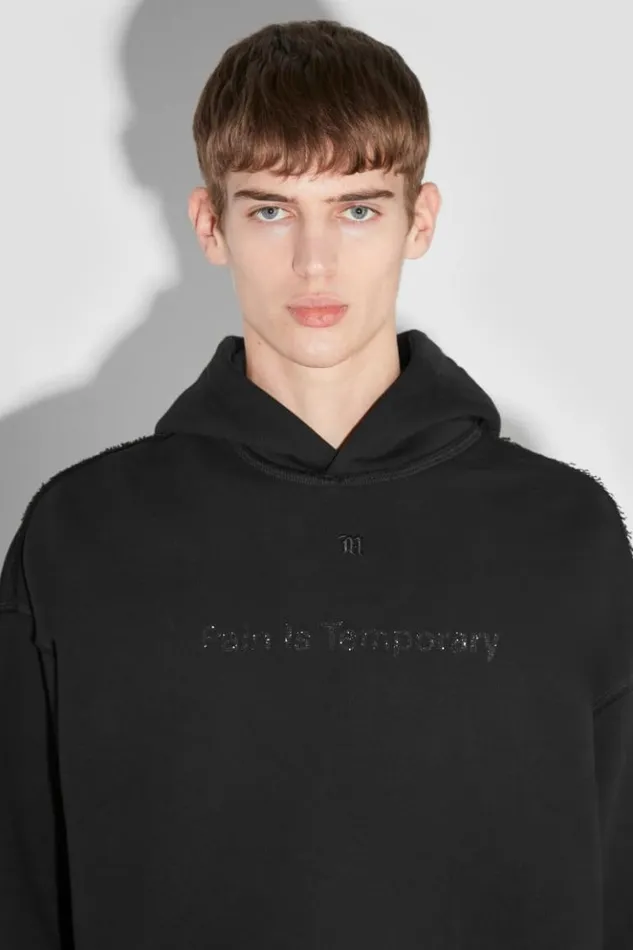 Men Hoodies and Sweats MISBHV Pain Is Temporary Glitter Hoodie Black