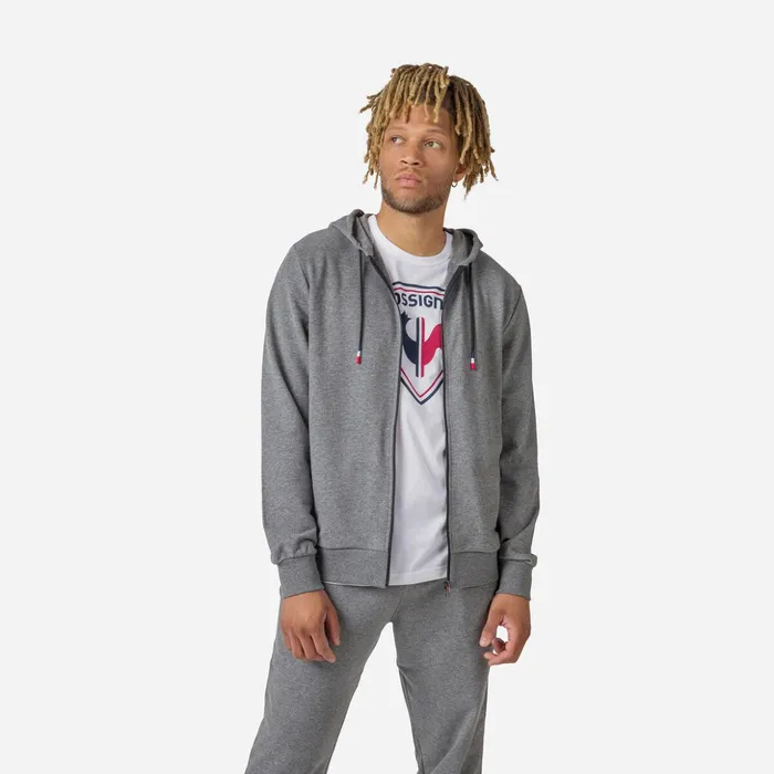 Men Men039s Fullzip Hooded Logo Fleece Sweatshirt Heathergrey280 Rossignol Sweatshirts and Pullovers