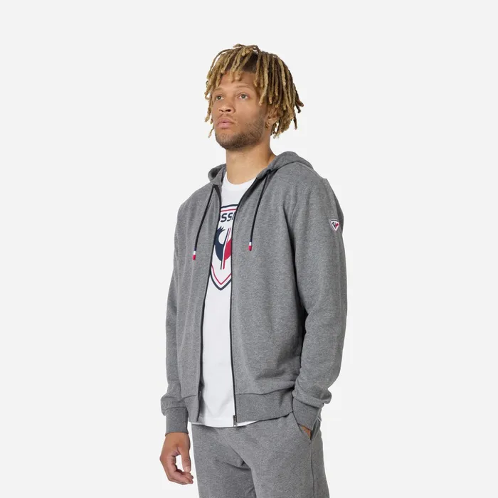 Men Men039s Fullzip Hooded Logo Fleece Sweatshirt Heathergrey280 Rossignol Sweatshirts and Pullovers