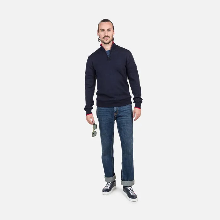 Men Men039s HalfZip Knit Sweater Darknavy715 Rossignol Sweatshirts and Pullovers
