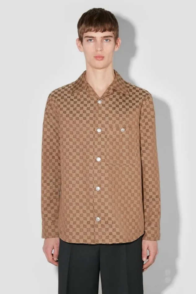 Men Outerwear MISBHV Jacquard Canvas Monogram Shacket Brown