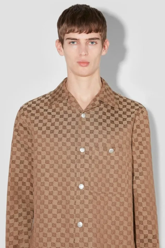 Men Outerwear MISBHV Jacquard Canvas Monogram Shacket Brown
