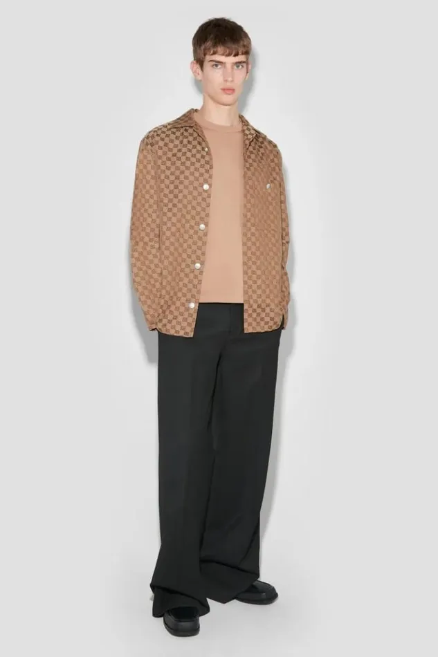 Men Outerwear MISBHV Jacquard Canvas Monogram Shacket Brown