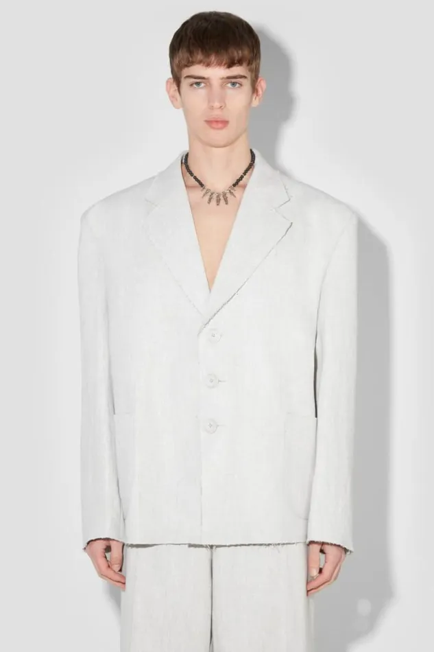 Men Outerwear MISBHV Washed Linen Oversized Blazer Off White