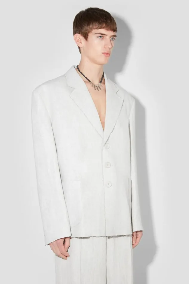 Men Outerwear MISBHV Washed Linen Oversized Blazer Off White