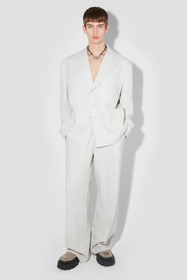 Men Outerwear MISBHV Washed Linen Oversized Blazer Off White