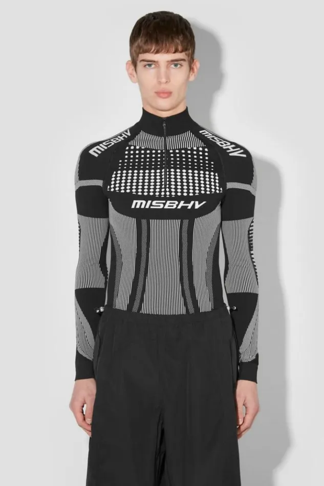 Men Tops MISBHV Sport Europa QuarterZip Longsleeve Blackwhite