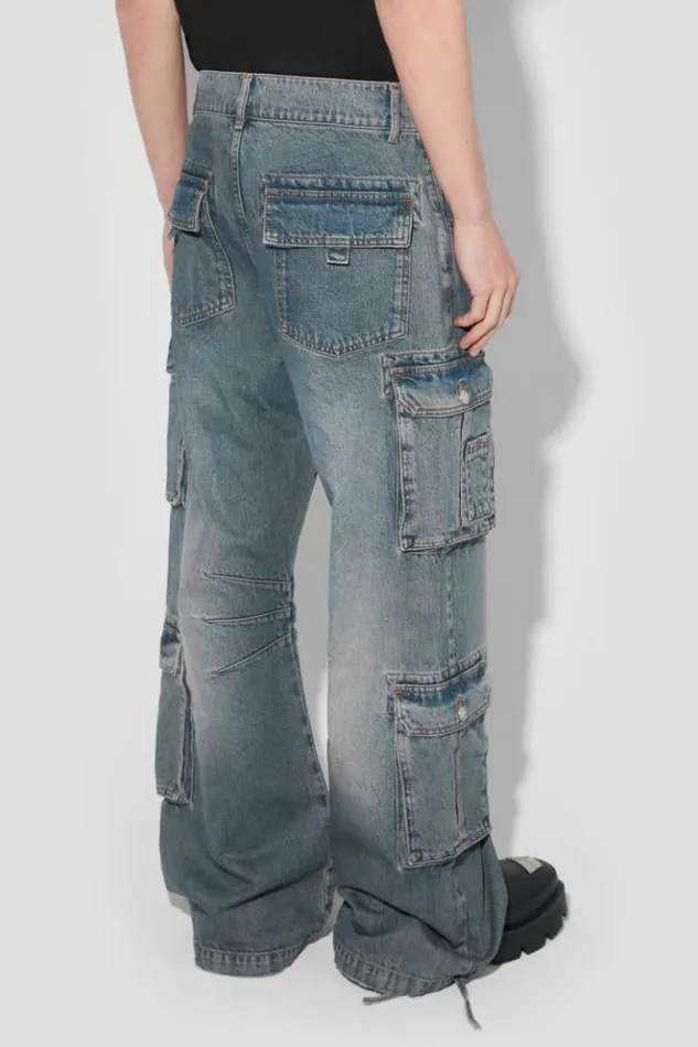 Men Trousers MISBHV Dirt Bath Cargo Denim Trousers Blue
