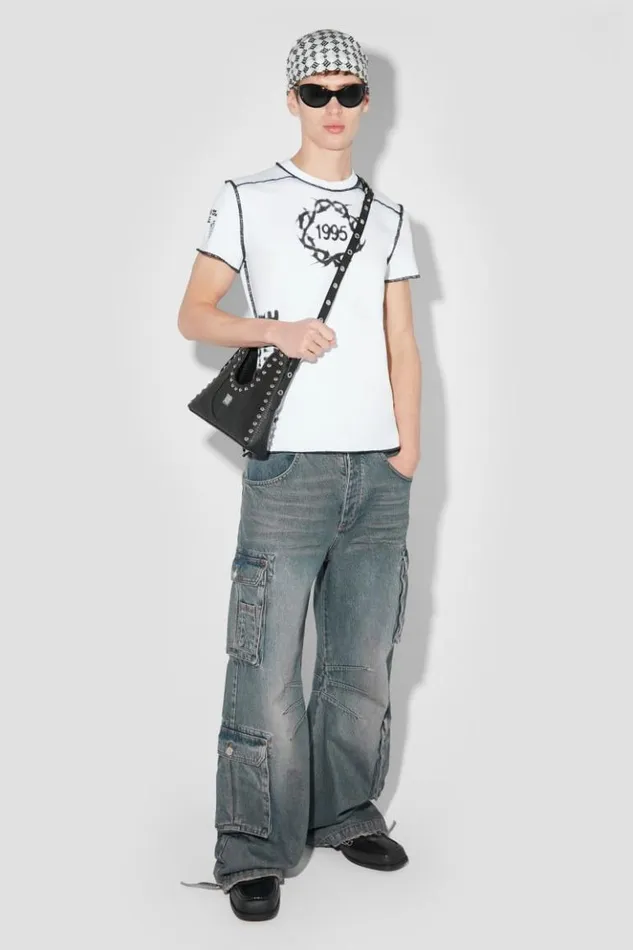 Men Trousers MISBHV Dirt Bath Cargo Denim Trousers Blue