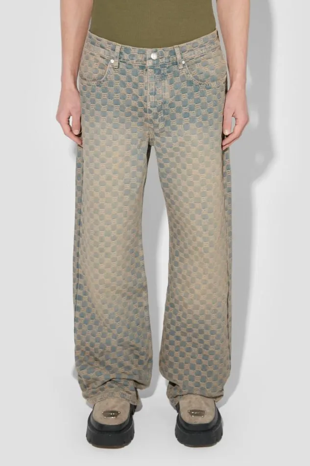Men Trousers MISBHV Jacquard Denim Monogram Trousers Blue