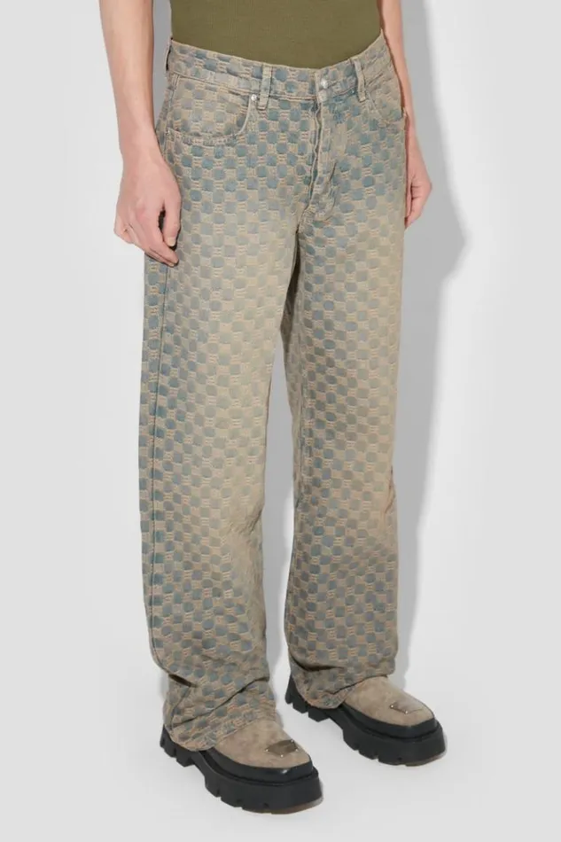 Men Trousers MISBHV Jacquard Denim Monogram Trousers Blue