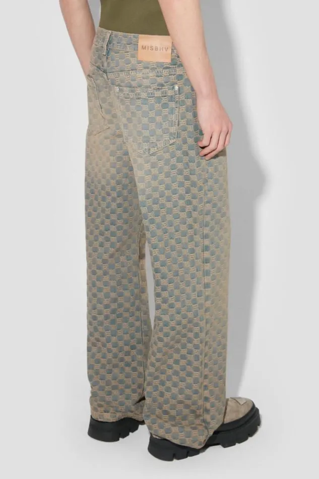 Men Trousers MISBHV Jacquard Denim Monogram Trousers Blue