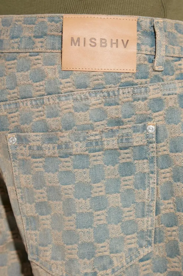 Men Trousers MISBHV Jacquard Denim Monogram Trousers Blue