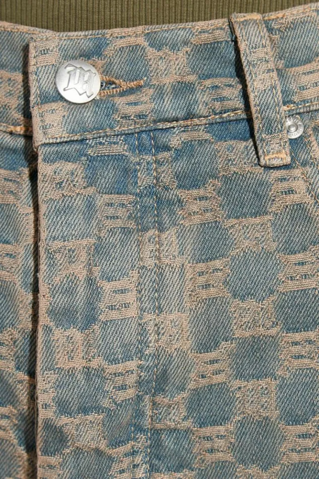 Men Trousers MISBHV Jacquard Denim Monogram Trousers Blue