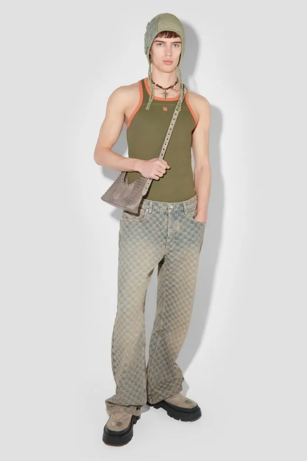 Men Trousers MISBHV Jacquard Denim Monogram Trousers Blue