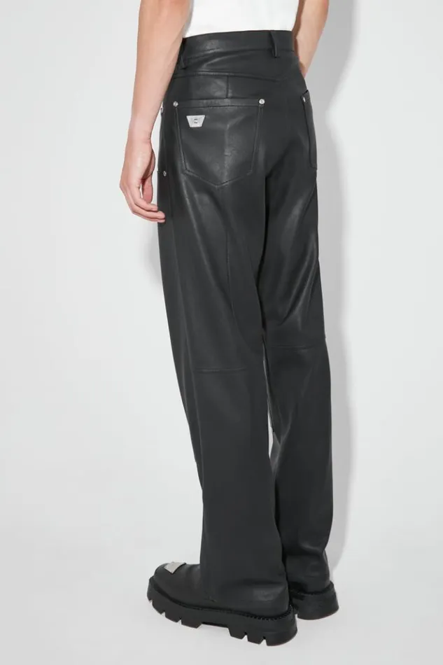 Men Trousers MISBHV Matte Faux Leather Carpenters Trousers Black