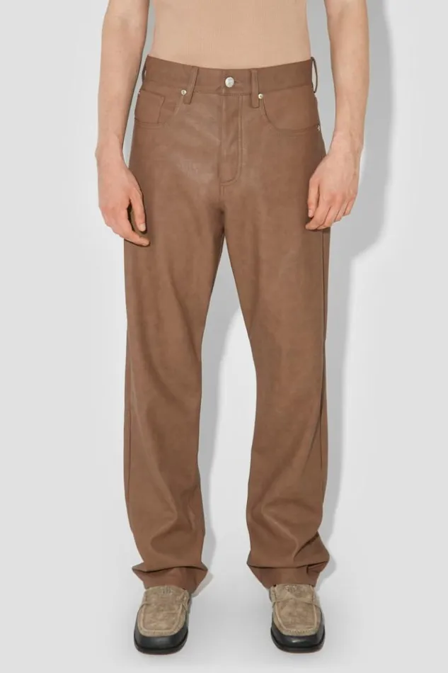 Men Trousers MISBHV Matte Vegan Leather Trousers Brown