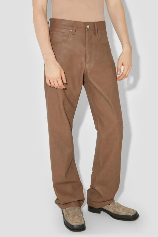 Men Trousers MISBHV Matte Vegan Leather Trousers Brown