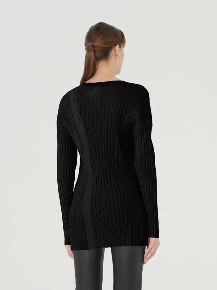 Merino Detach Top Long Sleeves Black Women Wolford Tops