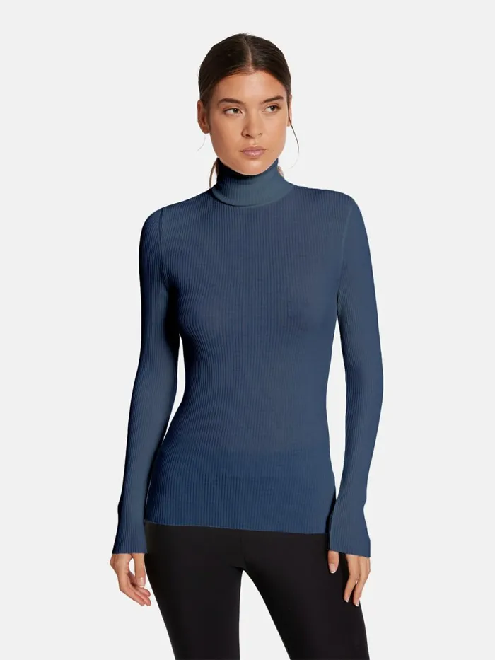 Merino Fine Rib Pullover Dust Blue Women Wolford Tops