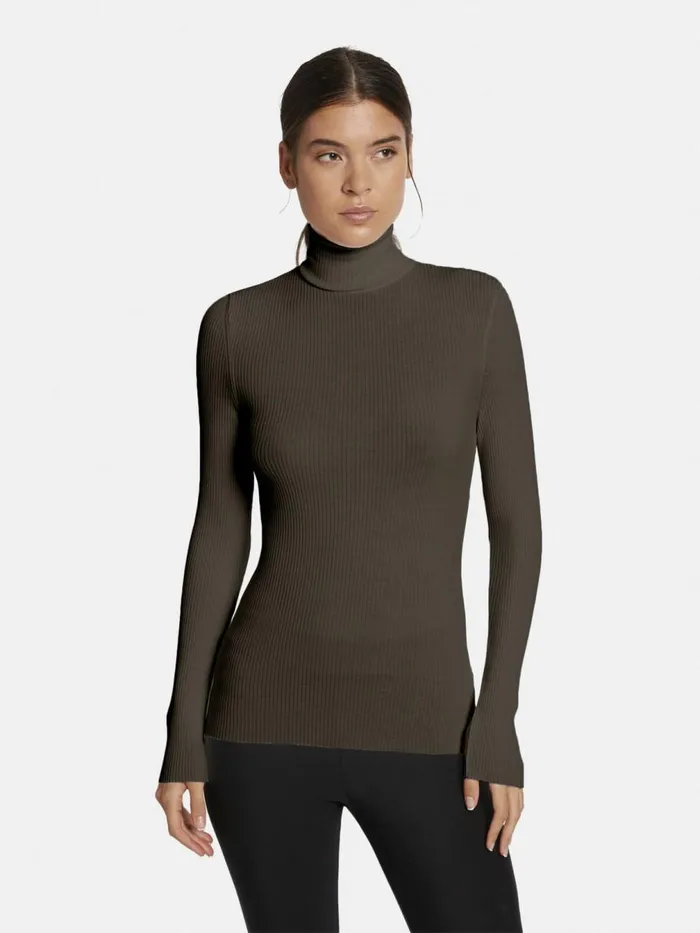 Merino Fine Rib Pullover Umber Women Wolford Longsleeve Shirts