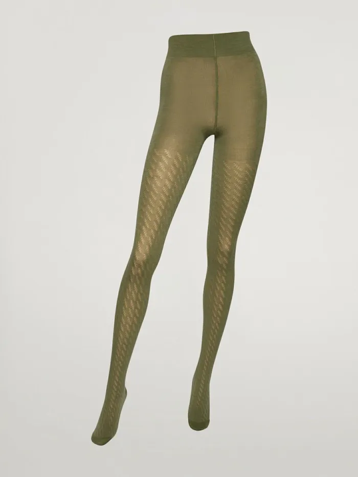 Merino Jacquard Tights Dusty Green Women Wolford Tights
