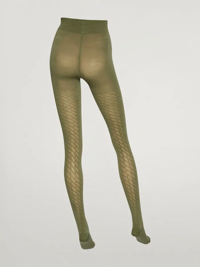 Merino Jacquard Tights Dusty Green Women Wolford Tights
