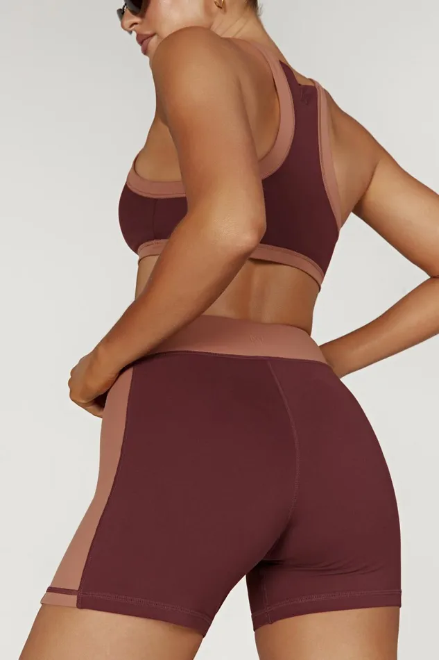 Meshki Activewear Bottoms Women Taleah Two Tone Shorts 8211 MahoganyTan Mahoganytan Meshki Activewear Bottoms Women Taleah Two Tone Shorts 8211 MahoganyTan Mahoganytan