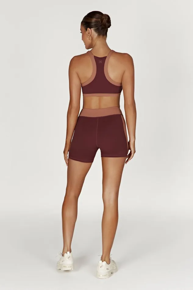 Meshki Activewear Bottoms Women Taleah Two Tone Shorts 8211 MahoganyTan Mahoganytan Meshki Activewear Bottoms Women Taleah Two Tone Shorts 8211 MahoganyTan Mahoganytan