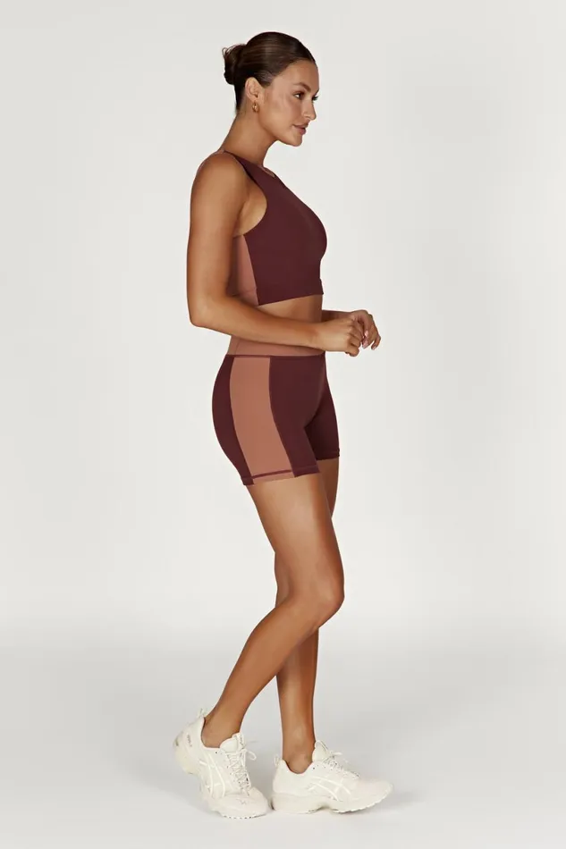 Meshki Activewear Tops Women Lori Two Tone Racer Crop Top 8211 MahoganyTan Mahoganytan Meshki Activewear Tops Women Lori Two Tone Racer Crop Top 8211 MahoganyTan Mahoganytan