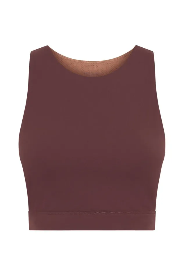 Meshki Activewear Tops Women Lori Two Tone Racer Crop Top 8211 MahoganyTan Mahoganytan Meshki Activewear Tops Women Lori Two Tone Racer Crop Top 8211 MahoganyTan Mahoganytan