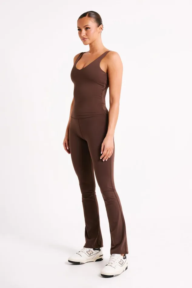 Meshki Activewear Tops Women Nadine Yoga Top 8211 Dark Chocolate Darkchocolate