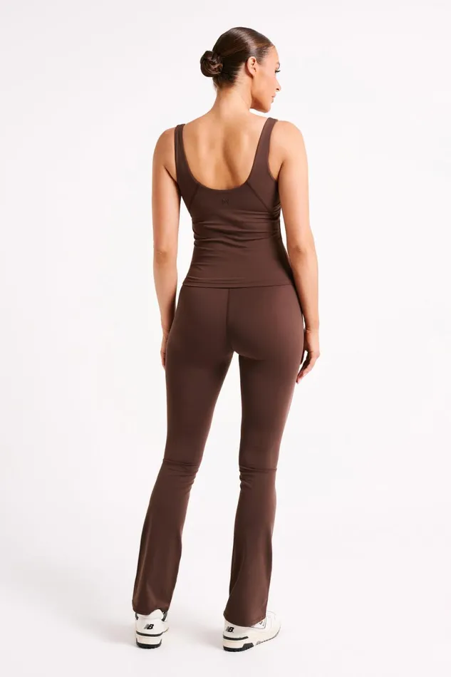 Meshki Activewear Tops Women Nadine Yoga Top 8211 Dark Chocolate Darkchocolate