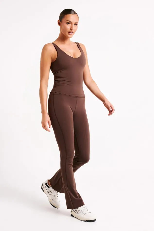 Meshki Activewear Tops Women Nadine Yoga Top 8211 Dark Chocolate Darkchocolate