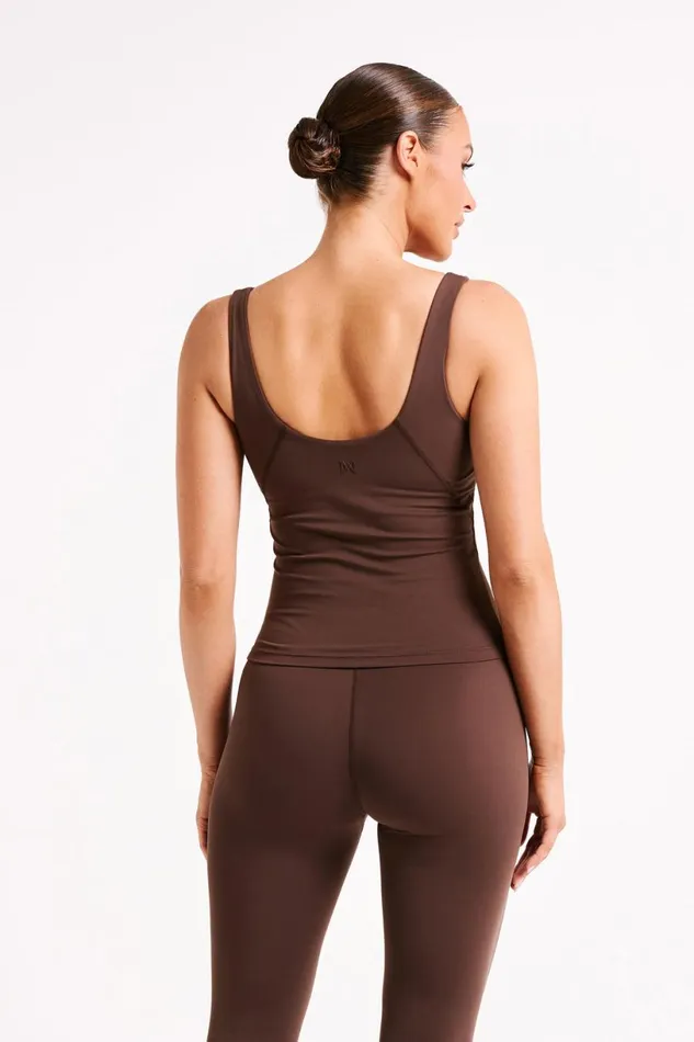 Meshki Activewear Tops Women Nadine Yoga Top 8211 Dark Chocolate Darkchocolate
