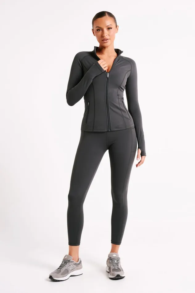 Meshki Activewear Women Briar V Back Leggings With Pockets 8211 Charcoal Charcoal