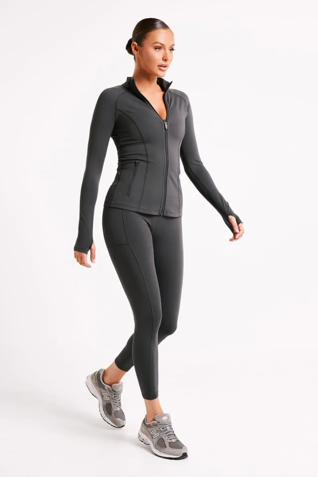 Meshki Activewear Women Briar V Back Leggings With Pockets 8211 Charcoal Charcoal