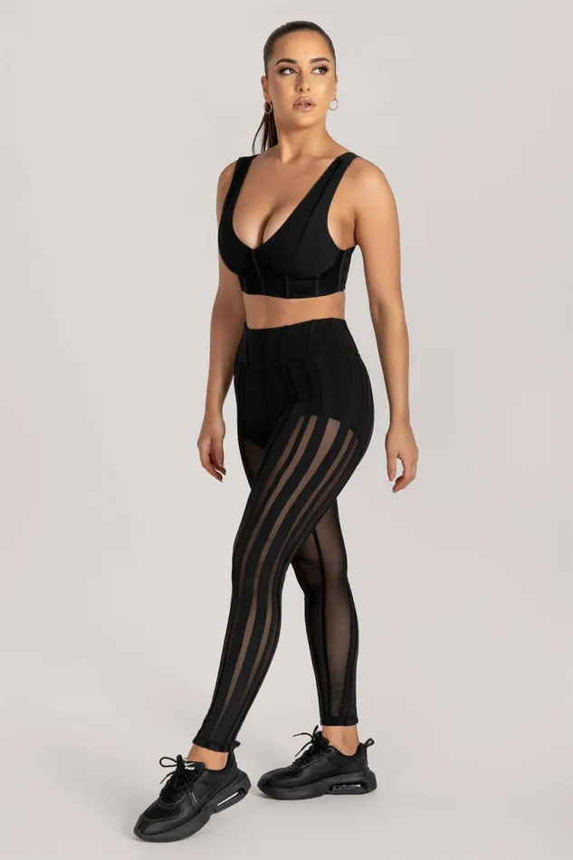 Meshki Activewear Women Dion Mesh Pannelled Leggings 8211 Black Black Meshki Activewear Women Dion Mesh Pannelled Leggings 8211 Black Black