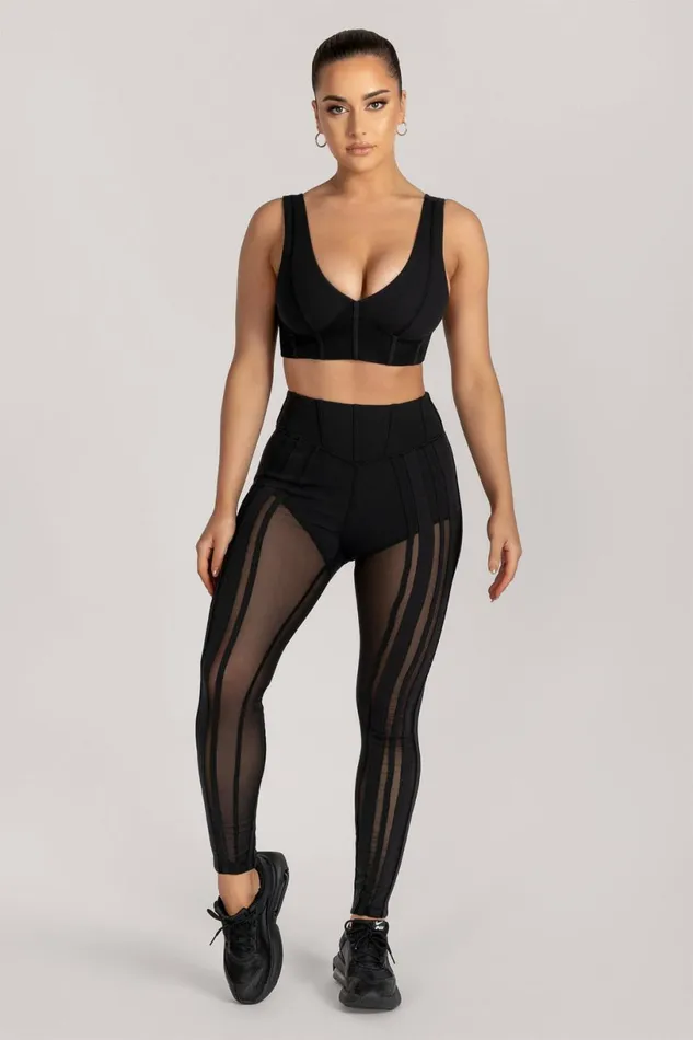 Meshki Activewear Women Dion Mesh Pannelled Leggings 8211 Black Black Meshki Activewear Women Dion Mesh Pannelled Leggings 8211 Black Black