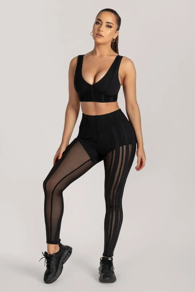 Meshki Activewear Women Dion Mesh Pannelled Leggings 8211 Black Black Meshki Activewear Women Dion Mesh Pannelled Leggings 8211 Black Black