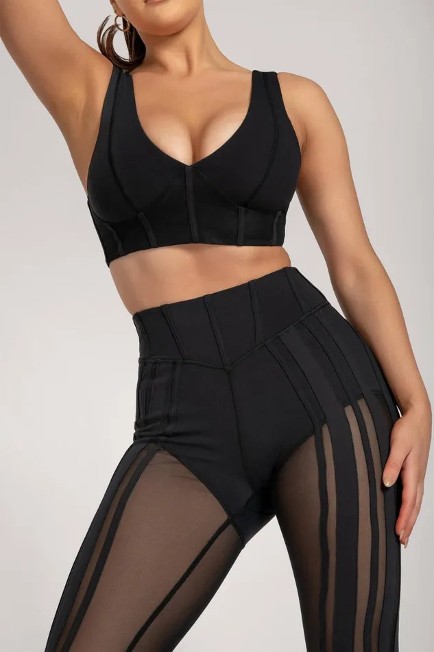 Meshki Activewear Women Dion Mesh Pannelled Leggings 8211 Black Black Meshki Activewear Women Dion Mesh Pannelled Leggings 8211 Black Black