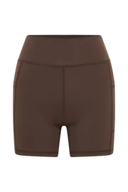 Meshki Activewear Women Martina Bike Shorts With Pocket 8211 Dark Chocolate Darkchocolate