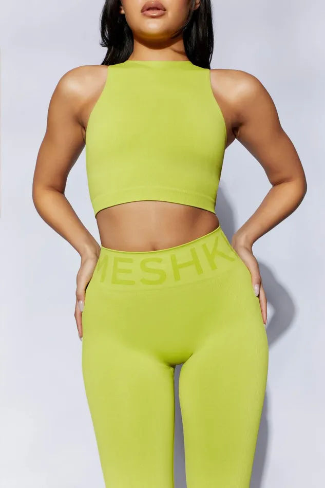 Meshki Activewear Women Pippa Racer Tank Top 8211 Lime Green Limegreen