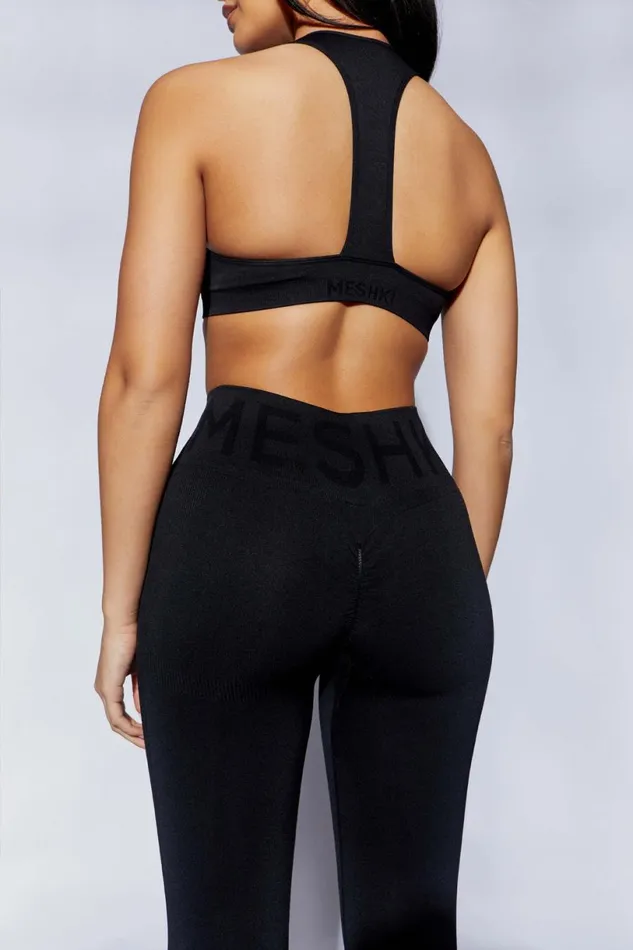 Meshki Activewear Women Quinn Halter Longline Top 8211 Black Black Meshki Activewear Women Quinn Halter Longline Top 8211 Black Black