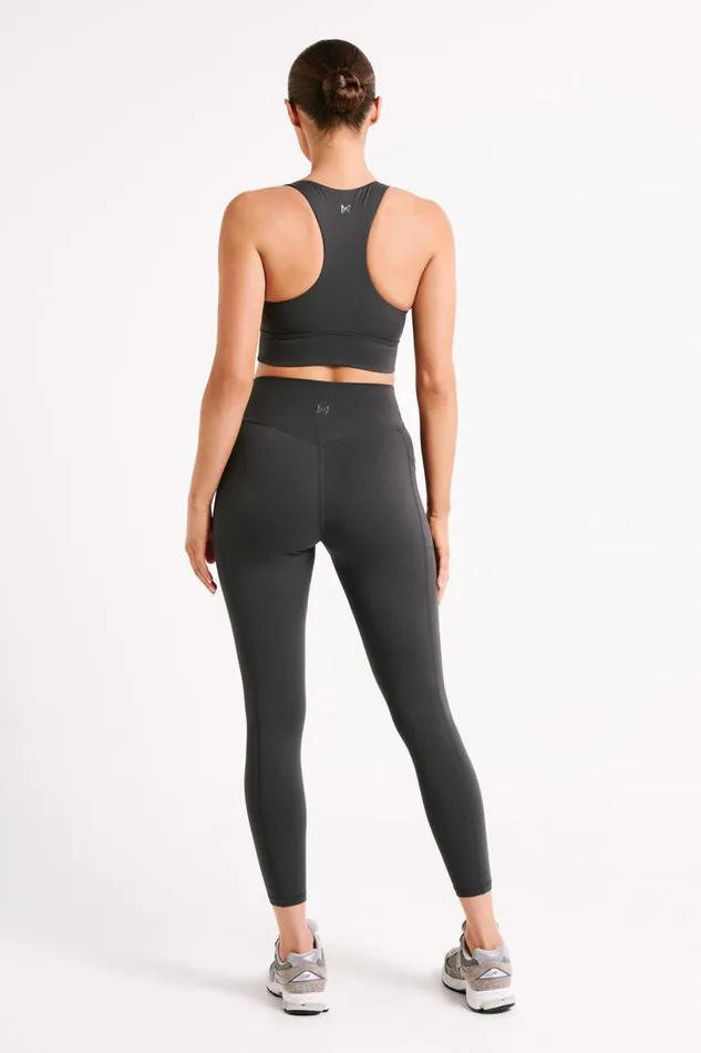 Meshki Activewear Women Thea Racerback Crop Top 8211 Charcoal Charcoal