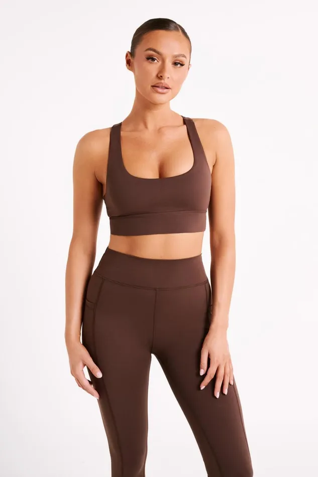 Meshki Activewear Women Thea Racerback Crop Top 8211 Dark Chocolate Darkchocolate Meshki Activewear Women Thea Racerback Crop Top 8211 Dark Chocolate Darkchocolate