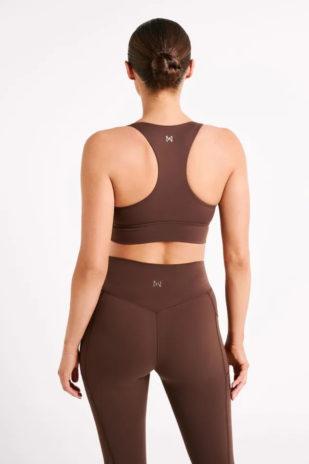 Meshki Activewear Women Thea Racerback Crop Top 8211 Dark Chocolate Darkchocolate