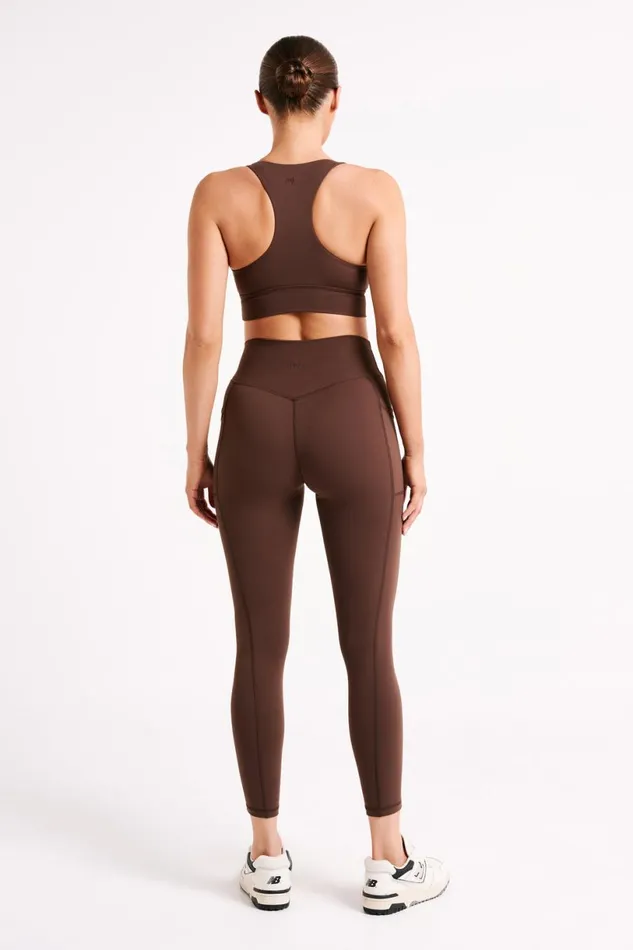 Meshki Activewear Women Thea Racerback Crop Top 8211 Dark Chocolate Darkchocolate