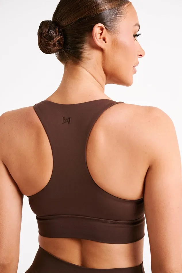 Meshki Activewear Women Thea Racerback Crop Top 8211 Dark Chocolate Darkchocolate