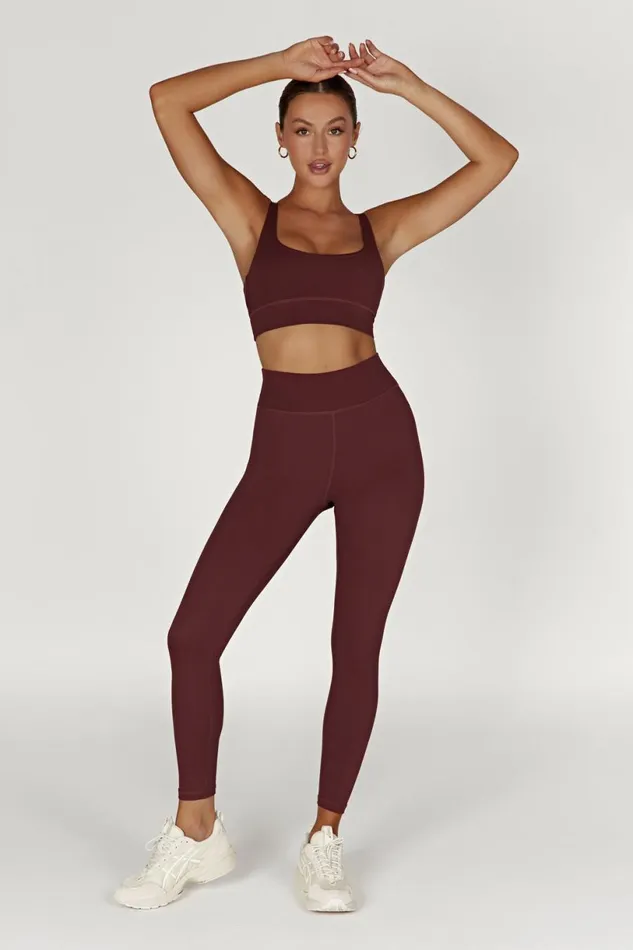 Meshki Activewear Women Venus V Back Leggings 8211 Mahogany Mahogany